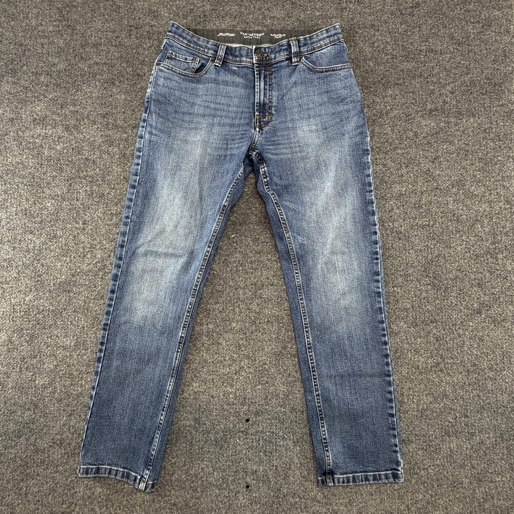 Van Heusen Jeans Mens 30x30 Blue Slim Svelte Never Tuck Denim Medium Wash